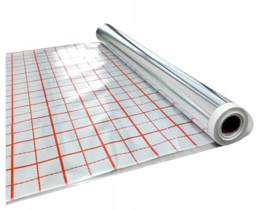 Kotar Iso Folie 50m Länge für Fußbodenheizung, 105 µm Dicke, Verlegeraster, Fussbodenheizung Isolierung, Polypropylen und Polyethylen