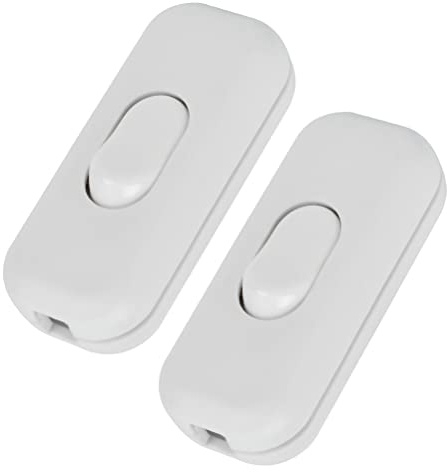 FOCCTS 2 Pack Inline Switch for Lamp Cord - Torpedo Style, Flat Wire, In-Cable Light Switch Replacement - AC 6A Dual Pole