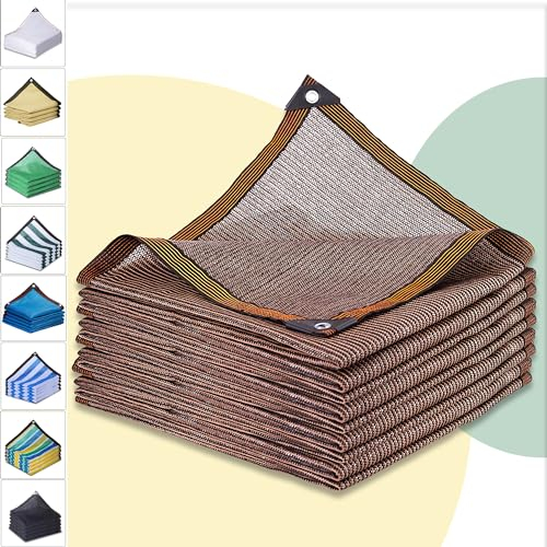 AMXFS Tenda da sole da giardino con occhielli con effetto ombreggiante al 90%, in HDPE, rete di protezione dai raggi UV, traspirante, rinfrescante, rete antivento