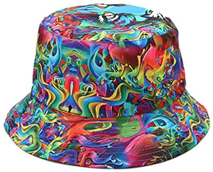 ZOIKOM Chrysanthemen, beidseitig bestickt, Fischerhut, neutral, Outdoor-Hut, Modehut, Sonnenhut, Tie-Dye, One size