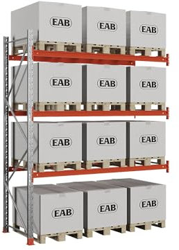 kaiserkraft | Palettenregal | verzinkt/orange | HxBxT 3500 x 2840 x 1100 mm | Fachlast 3000 kg | Anbauregal