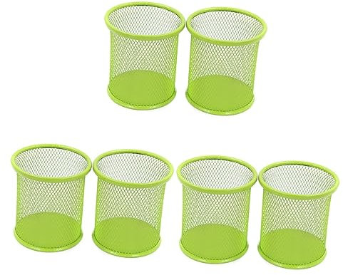 SEWACC 6stücke Runder Mesh Stiftehalter Für Schreibtisch Grün Stabiler Metallorganizer Für Stifte Scheren Und Bürobedarf Elegantes Design Für Zuhause Und Büro