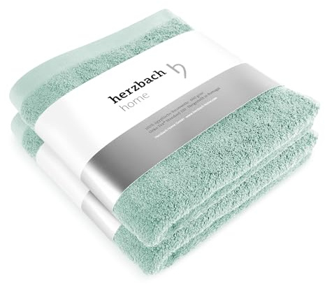 herzbach home Handtücher Pura 50x100 cm 2er Set 100% Baumwolle | extra weich und saugstark, langlebig und pflegeleicht, mit Aufhänger, gehobene Gramatur 550 gsm, Hergestellt in Porugal