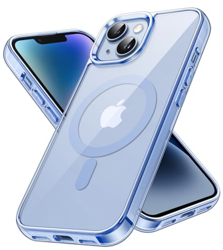 JETech Magnetische Hülle für iPhone 14, Sierrablau | Kompatibel mit MagSafe, Stoßfeste Handyhülle, Kratzfest, Transparente Rückseite