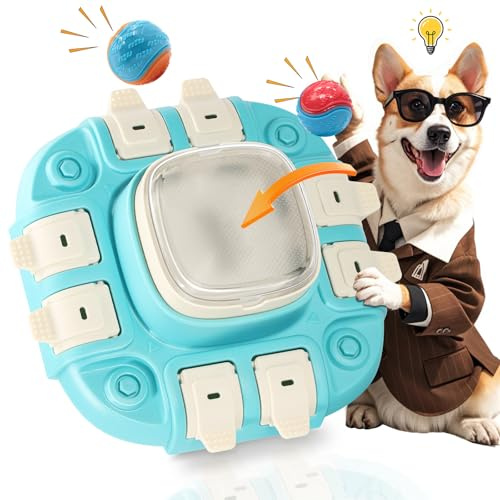 Hundespielzeug Intelligenz, 3-In-1 Intelligenzspielzeug für Hunde-Stufe 2, mit 2 Haustierball und 4 Rutschfesten Böden, Trainieren des Spaßes Beim Füttern, Hundeintelligenz Verbessern Unterhaltung