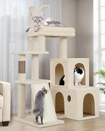 Globlazer F50 Kratzbaum mit Katzenhaus L:50cm Sisalrampe für Katzen Senior | Katzenbaum Stabil für Ecke Verstellbarem Winkel Platz Sparen Leicht zu Erklimmen, geeignet für Kätzchen Seniorenkatzen Innen