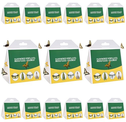 15 pezzi antitarme alimentari anti farfalline del cibo tarme alimentare trappole acchiappa cucina foglietti adesivi della farina farfalle ai feromoni trappola cattura, Efficacie fino a 12 Settimane