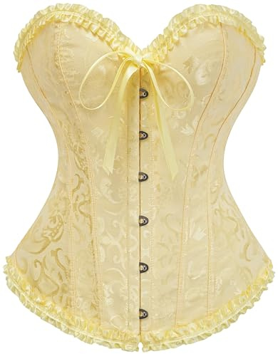 Vrapo Corset Bustier Top pour Femmes | Lingerie Galbante à Lacets Overbust avec Ceinture Amincissante, L