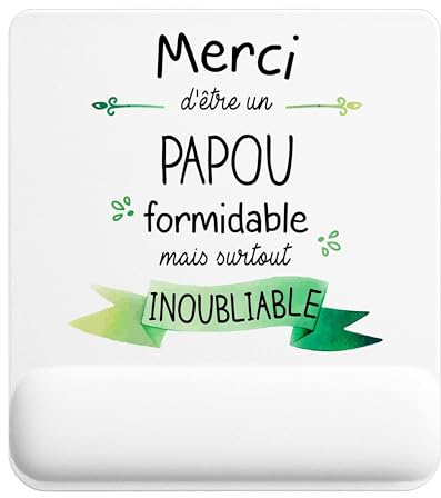 Planetee Tapis de Souris Merci Papou Inoubliable | Accessoire Bureau Ergonomique - Idéal pour Anniversaire, Collègue, Secret Santa Noël, Fête des Pères et Fête des Mères