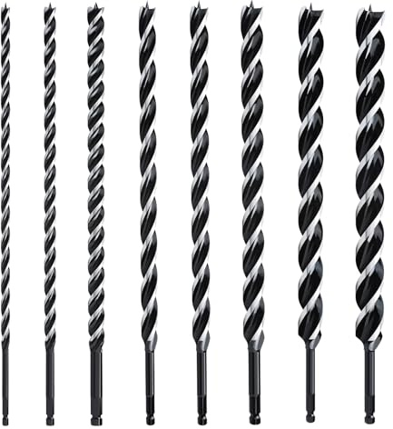 hsawbit Wood Drill Bit Set, 8pcs Auger Drill Bit Set 460mm Long Wood Bits | 10mm/12mm/14mm/16mm/20mm/22mm/25mm/32mm x 460mm
