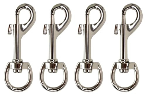 Karabinerhaken mit Drehgelenk, L 68 mm, 4 Stück Wirbelkarabiner aus legiertem Stahl, rostfrei, Silber, Snap Hook Bolzenkarabiner für Hundeleine, Paracord 550, Schlüsselanhänger, DIY, Outdoor, Camping