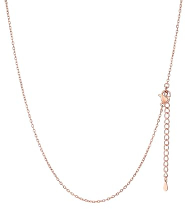 FaithHeart Damhalsband tunn kedja 1,4 mm/2,5 mm rostfritt stål rolo-kedjor runda länkar för hänge smycken för kvinnor minimalistisk basisk elegant mångsidig längd 35–75 cm, 40 CM, Metall, Ingen