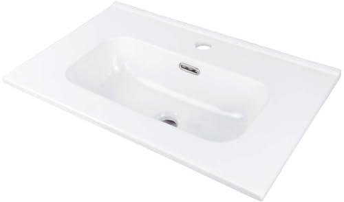 Lavabo in ceramica ad incasso con basetta per rubinetteria bianco 38,5x60 cm - Rober