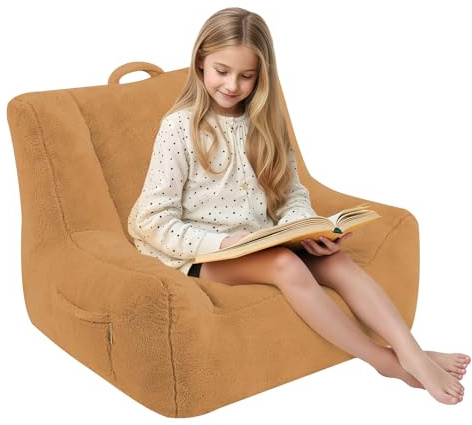 MeMoreCool Sitzsack Kinder, Baby Sessel mit Füllung Jungen und Mädchen, gemütliches Sofa mit Tasche für Spielzimmer, Sitzsäcke fürs Kuschelecke Kinderzimmer, Braun