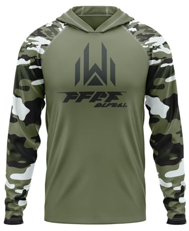UPF 50+ -T-Shirt da Pesca Rashguard Protezione Solare Felpa da Uomo + e Maschera facciale incorporata, Scaldacollo e Cappuccio, Ideale per la Pesca (PT3,L)