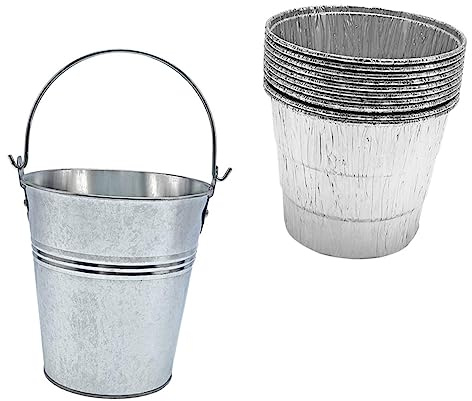 ifundom Secchio per Grasso da Barbecue con 10 Rivestimenti in Alluminio USA e Getta per Griglia Pulita, Leggero e Portatile, Adatto per Feste, Campeggio e attività All'aperto