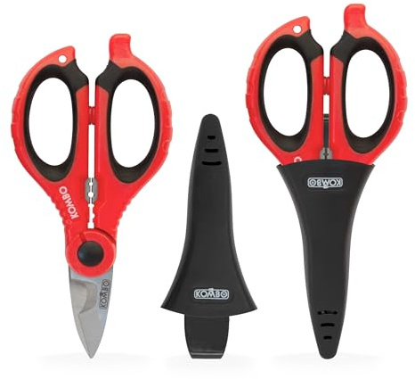 KOMBO – Tijeras de Electricista 3 en 1-150 mm, Cortar, Pelar, Crimpar con Funda Protectora