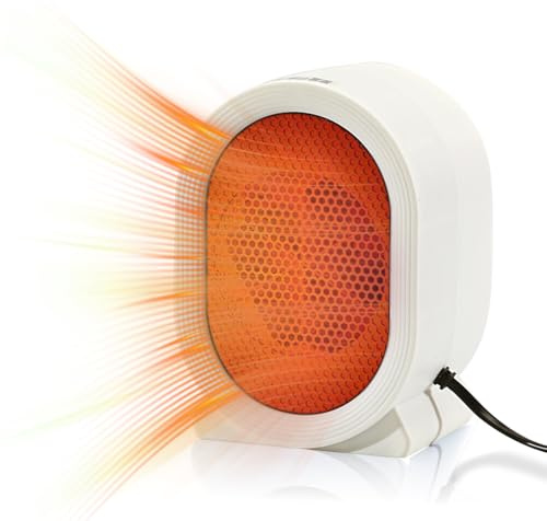 Portable Space Heater for Indoor Use, 400W Small Electric Desk Heater for Bedroom or Office,Overheating & Tip-Over Protection,Fast Heating Room Heater,Lightweight (White)
