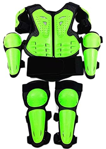 Gilet de Protection pour pour Enfants avec genouillères et coudières pour Motocross, VTT, Patins à roulettes, Scooter, Skateboard, Accessoires d'entraînement d'équitation, Vert