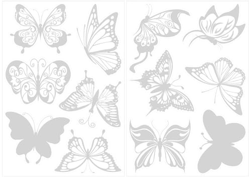 TOBBOMEY 24 piezas Pegatinas Anti-colisión para Ventanas con Diseño de Mariposas y Film Electrostático Reutilizable para Alertar Aves y Decorar Cristales sin Adhesivo