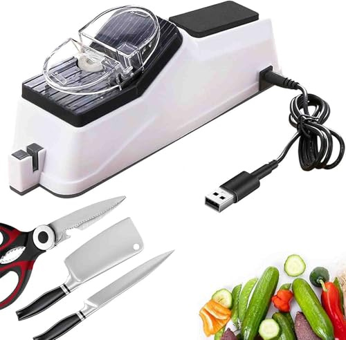 Aiguisoir électrique, 5 secondes pour un aiguisage rapide, aiguisoir automatique pour couteaux, aiguisoir avec couvercle de protection pour couteaux de cuisine