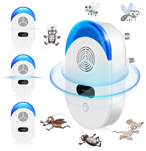 Ultraljud skadedjursavvisande, 4-pack kraftfull musavvisande plug-in skadedjursbekämpning, råttor, myggor, spindlar, kackerlackor, myror och mer