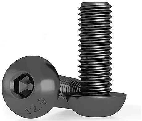 5 Stück M10 x 45 Schwarze Schrauben, Linsenkopfschrauben, Rundkopfschrauben mit Innensechskant ISO 7380, 12.9 Stufe，Vollgewinde
