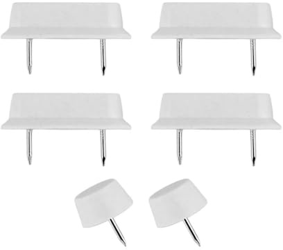 Kit 4 Paracolpi Sedile WC + 2 Tacchetti Copriwater Ad Incastro 44x14 Mm in Legno Bianco – Paracolpi Universali WC, Ricambio Supporti Sedile con Perni