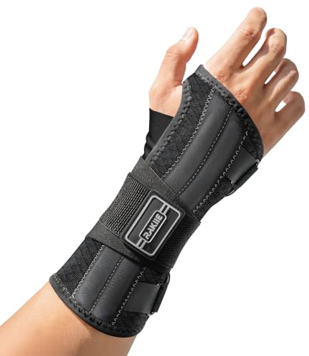 Rakiie Handgelenkstütze, Handgelenk Bandagen Nachtschale für Verstauchung & Zerrung, Handbandage für Damen & Herren (Rechte Hand, L, Grau)