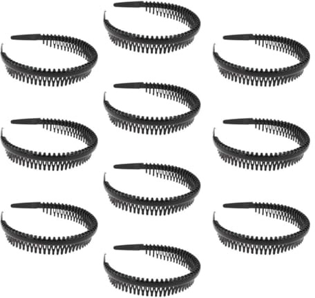 HINTRMENT 10 Stück Rutschfeste Schwarze Sport Stirnbänder aus Kunststoff Leicht und Robust für Marathon und Klettern Praktische Haaraccessoires für Damen und Jungen