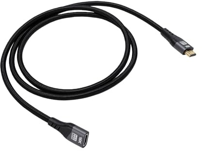 Jectse 16K 2.2 Förlängningskabel 1,5 M 4,9 Fot Hane Till Hona 96 Gbps 8K 240 Hz 16K 60 Hz EARC VRR ALLM med Trippelskärmning Nylon Flätad för Gaming Laptop PC TV Monitor