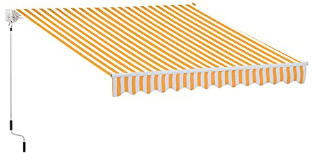Outsunny Store banne Manuel rétractable 295 x 245 cm Store Exterieur terrasse avec manivelle, Angle réglable 45°-85°, Aluminium et Polyester 280 g/m², auvent de terrasse, Balcon, Cour, Orange