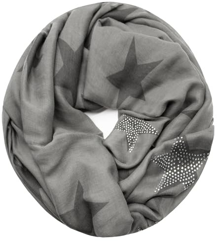 Glamexx24 Loop Schal mit Sternenmuster - Damen Leichter Langschal, Schlauchschal, Loopschal Tuch für Frühling und Herbst in vielen Farben