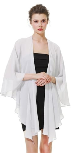 BEAUTELICATE Damen Chiffon Schal Stola Elegante Bolero Leichter Sommerjacke Braut Schal für Brautkleid Hochzeit Abendkleid Festlich