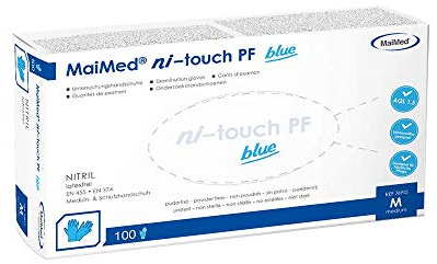 Myclean ni-touch - Guantes de nitrilo (talla L, 100 unidades), color azul