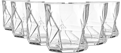 Bormioli Rocco Cassiopea géométrique Whisky Tumbler Verres Set - 320ml - Paquet de 12
