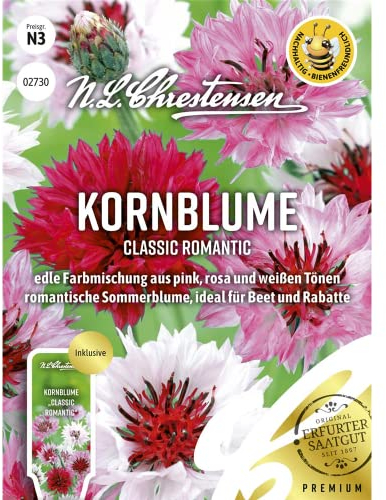 Kornblume Classic Romantic, edle Farbmischung aus pink, rosa und weißen Tönen, bienenfreundlich, Samen