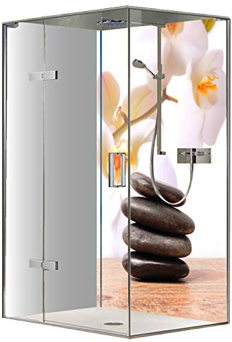 Original FLYERANDPRINT - SHOWER-PLATE, Alu-Dipond, OHNE FUGEN, Fliesenersatz, Duschrückwand, Wunschmaß, Dusche, Bad, Wandverkleidung, Wandverkleidung, DE-17-43 (Einzelplatte, 100 x 200 cm)