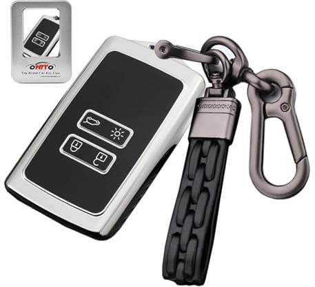 ontto Autoschlüssel Hülle Passt für Renault Kadjar Grand Scenic Clio Megane Koleos Dacia Espace Duster 2 2016-2019 Fernbedienung Cover TPU Schlüsselhülle Etui Schlüsselanhänger Schlüssel Schutz-Silber