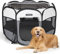Nobleza Pet Playpen Portable Foldable Dog Cat Play Pen Indoor Outdoor Pet Fence Breathable Mesh Pet Carrier Kennel Soft Cage Tent for Puppy Rabbit Hamster Guinea Pig, Beige and Gray, 42.9x42.9x22.8in