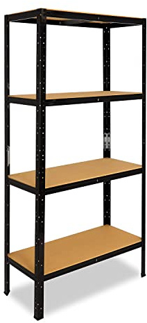 shelfplaza Black 180x60x50cm Schwerlastregal schwarz mit 4 Böden x 175kg | Kellerregal · Lagerregal · Metallregal · Regale für Kellerraum · Steckregal · Abstellraum Regal