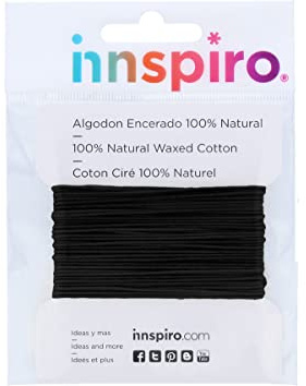 INNSPIRO Cordoncino cotone cerato fine nero 2,0 mm. 5 m.