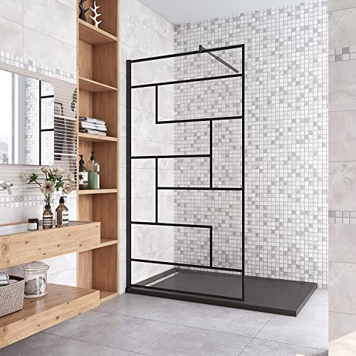 Aica Sanitär 120x200cm Walk in Duschwand 8mm Glas Dusche Duschabtrennung Schwarz