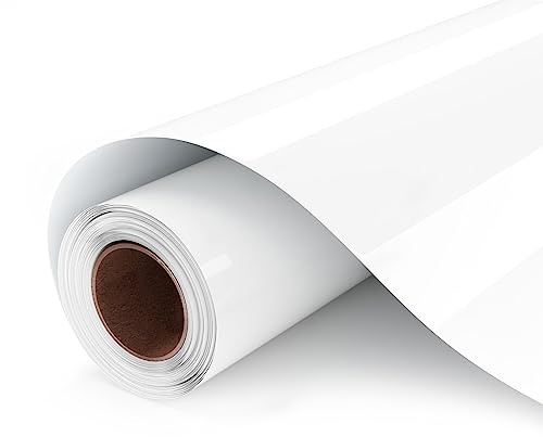 UIOK HTV flexfolie plotter textilbunt 30 cm x 15 cm strykfolie plotter på vit vinyl för t-shirt, lätt att skära och ta bort för värmeöverföring vinyl (vit)