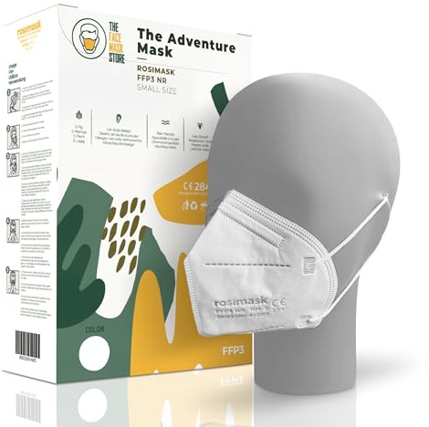 The Adventure Mask Kleine FFP3-Maske, 5-Lagen-Atemschutzmaske, Sichere Staubmaske mit Filter, Schachtel mit 10 Masken, Weiß