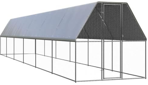 vidaXL Outdoor Hühnerkäfig 2x12x2m Verzinkter Stahl Hühnerstall Freilaufgehege