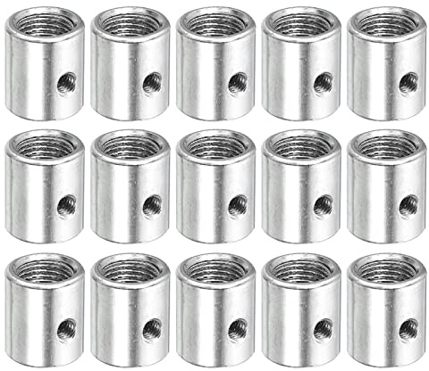 sourcing map 15 Stück Runde Kupplung Mutter M10 zu M8 Gewindeeinsatz Adapter Schraube Innengewinde Hülsen Stecker Konvertieren Stange Stab Stollen Rohrmutter Silber