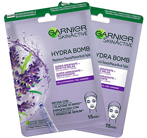 Garnier SkinActive Hydra Bomb Gesichtsmaske aus sehr feuchtigkeitsspendendem Stoff, Entspannungseffekt, vegane Formel mit Lavendel und Hyaluronsäure mit entspannender Wirkung für strapazierte Haut – 2