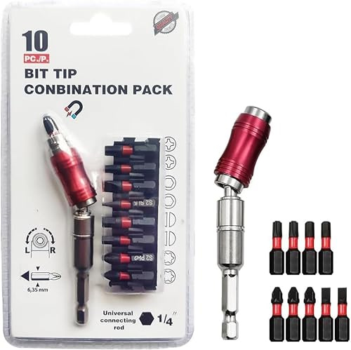 Magnetic Screw Drill Tip, 1/4 inch Pivoting Drill Bit Holder with 20 Degree Pivot Mode Quick Release Flexible Screwdriver Extension Rod Bit Holder for Tight Spaces or Corners