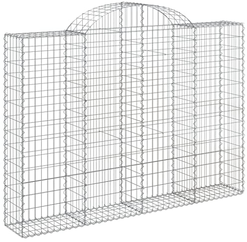 vidaXL Gabione mit Hochbogen 2 STK., Steinkorb Drahtkorb Dekorativ, Gabionenkörbe Verstärkte Gabionenhaken, Gabionenwand Gabionen Zaun Garten, Verzinktes Eisen